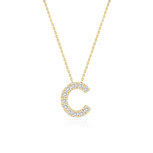 Diamond Initial Pendant with a 9 Carat Yellow Gold Chain