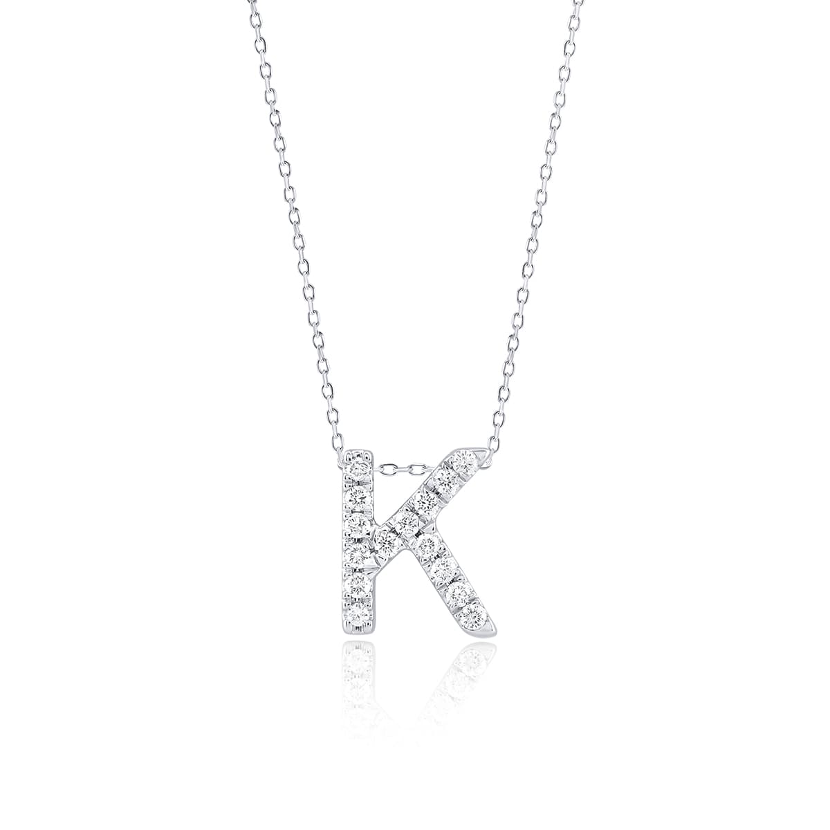 Diamond Initial Pendant with a 9 Carat White Gold Chain